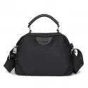  New Portable Nylon Cloth with Cowhide Shoulder Bag (Black)