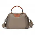  New Portable Nylon Cloth with Cowhide Shoulder Bag (Grey)