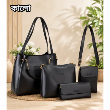4pcs Combo Women Best Leather Tote Bag(Black)