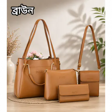 4pcs Combo Women Best Leather Tote Bag(Brown)