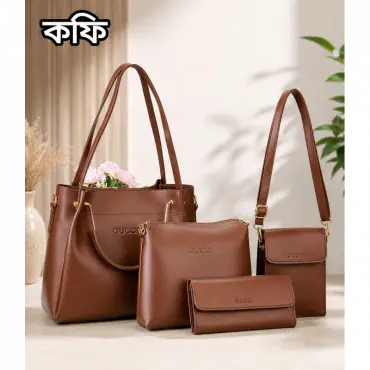 4pcs Combo Women Best Leather Tote Bag(coffe)