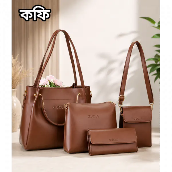 4pcs Combo Women Best Leather Tote Bag(coffe)