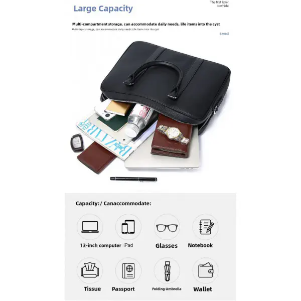 High capacity Men's Shoulder Bag (১২"/১৬") কালো কালার।