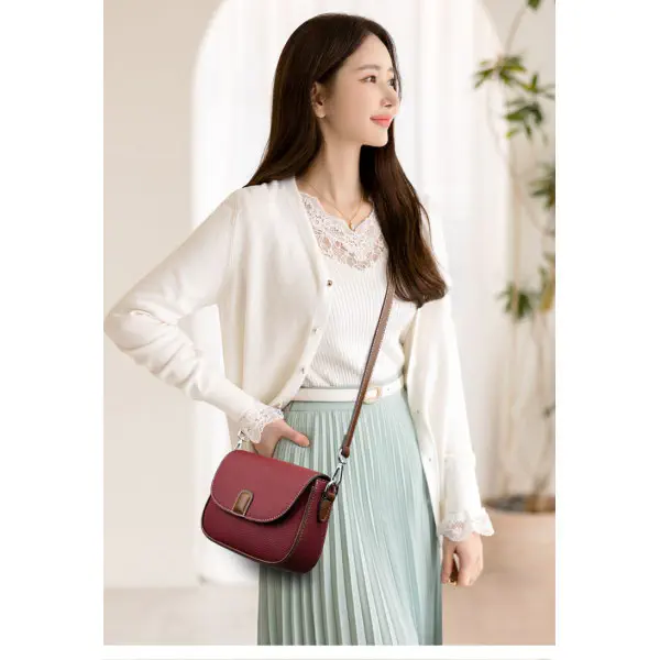 PU Leather Handbags Women Fashion Crossbody Bags(Maroon)