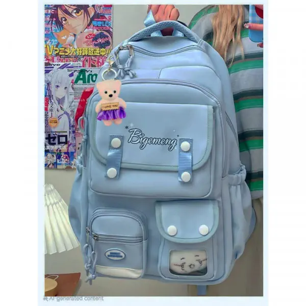  Trendy Korean Design  School bag class 1-8 { Sky Blue}