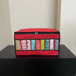 9 Grid Transparent Cloth Organizer Box  Maroon Color ( 1 Pcs )