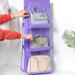 6 - Pocket Hanging Purse Organizer ( Purple )