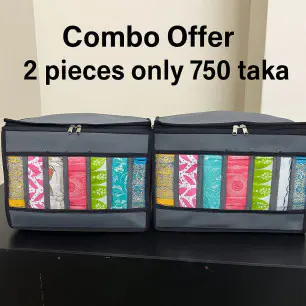  Ash Color 2 Pcs 9 Grid Transparent Cloth Organizer Box