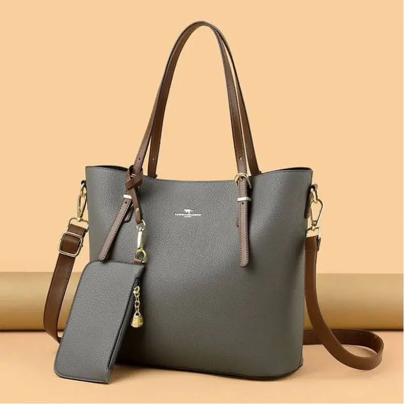 2 Pcs Combo Large Capacity Shoulder Bag (Khaki)