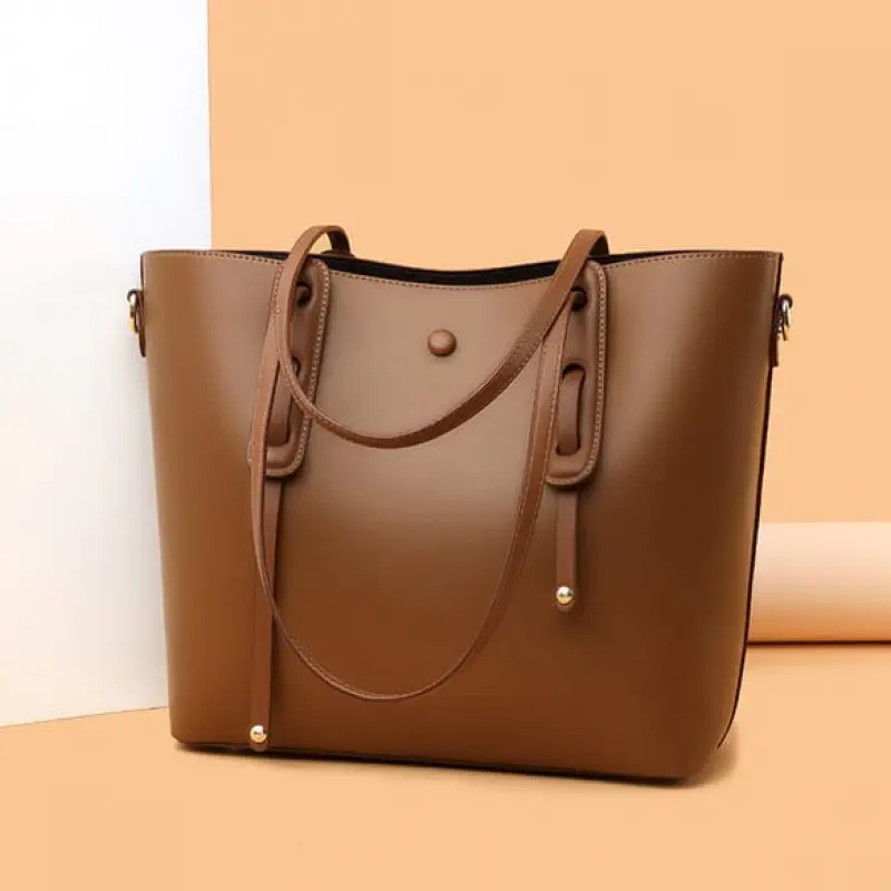 Large Capacity Leather Tote Bag (Brown)