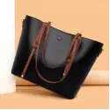 Large Capacity Leather Tote Bag (Black)