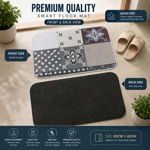 Quick Dry Smart Floor Mat -3 Pieces