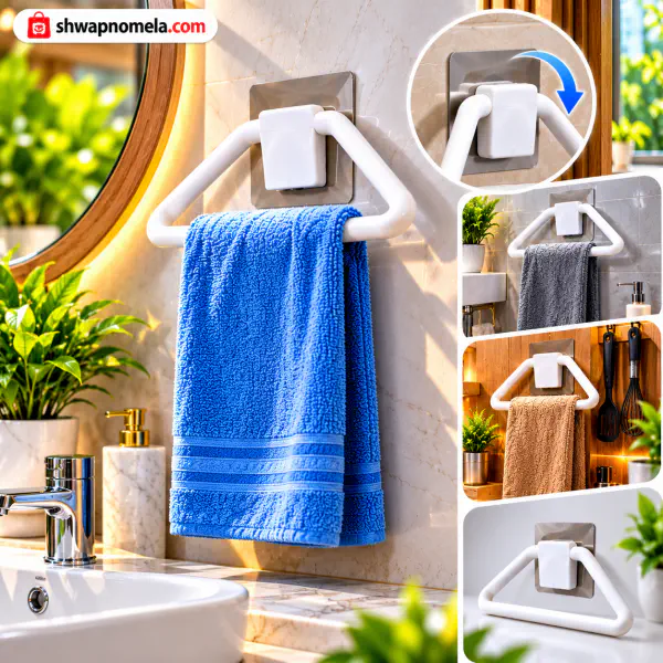 Multipurpose Wall Mounted Towel Ring – No Drill Towel Holder (1 PCS)