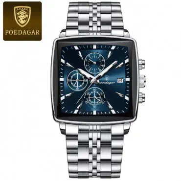 POEDAGAR 866 Luxury Square Chronograph Men’s Watch