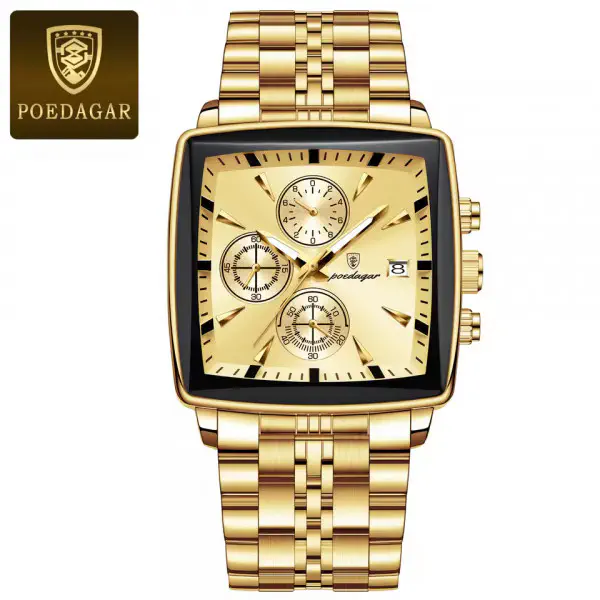 POEDAGAR 866 Luxury Square Chronograph Men’s Watch
