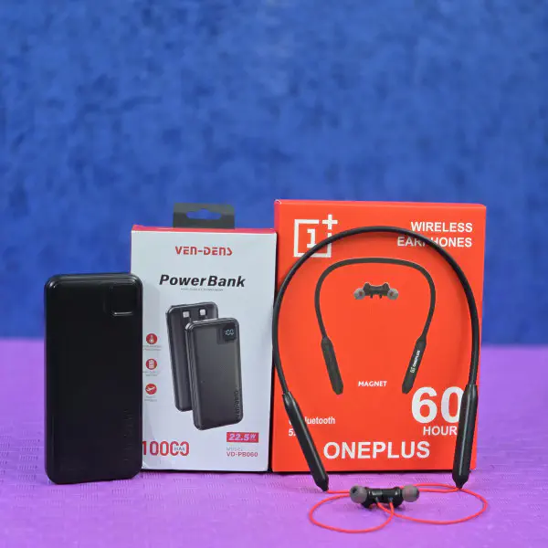 VEN-DENS 10000mAh Super Fast Charging Power Bank. OnePlus Wireless Neckband 