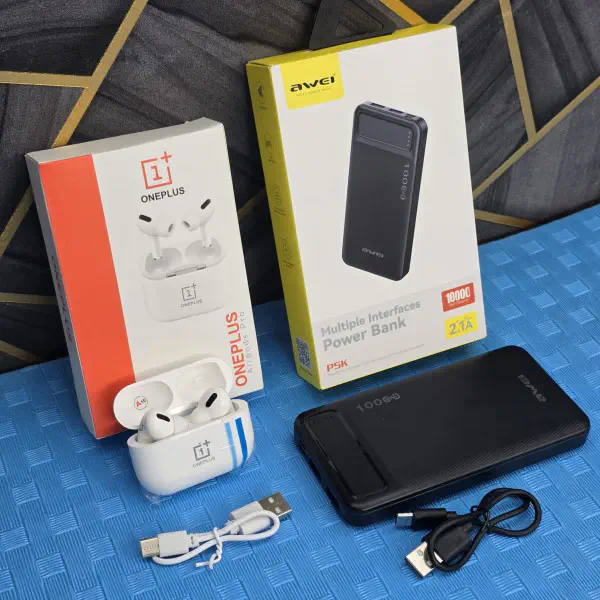 Awei Mini portable PowerBank & One Plus Air Pods Pro Combo 