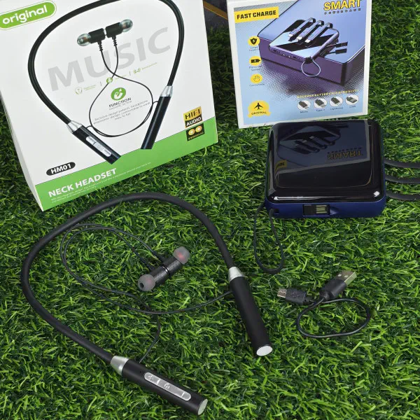 Smart power bank & HM 01 Neckband Combo