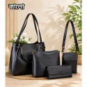 4pcs Combo Women Best Leather Tote Bag (Black)