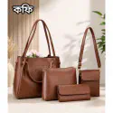 4pcs Combo Women Best Leather Tote Bag (Coffee)
