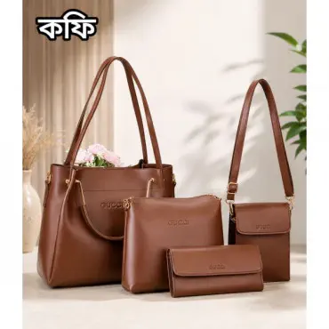 4pcs Combo Women Best Leather Tote Bag (Coffee)