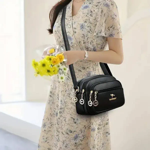 Kangaroo stylish 5 gippper Bag (black color)