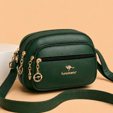Kangaroo stylish 5 gippper Bag ( Green )