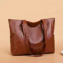PU Leather Tote Bag (Brown)