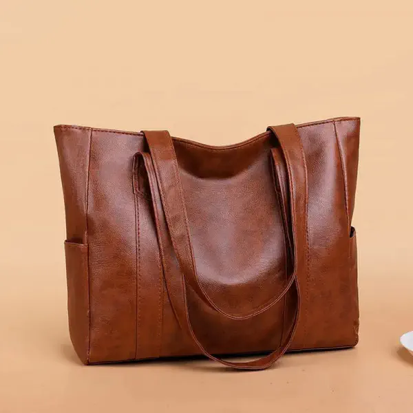 PU Leather Tote Bag (Brown)