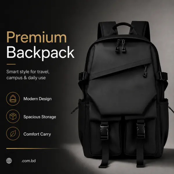 Stylish Waterproof Backpack (Black )