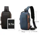 USB charging shoulder bag (Blue shape+Wallet )