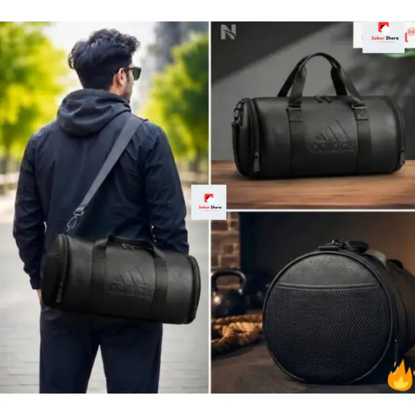 Premium Leather Gym Bag (15 inch) Adidas