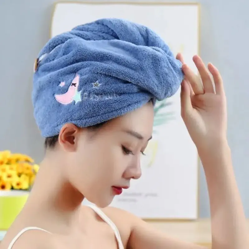 Quick Dry Hair Cap Towel  ( sky blue )