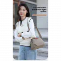 New Portable Nylon Cloth with Cowhide Shoulder Bag (Grey)