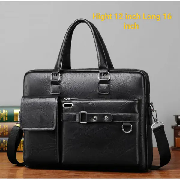 High capacity Men's Shoulder Bag (১২"/১৬") কালো কালার।