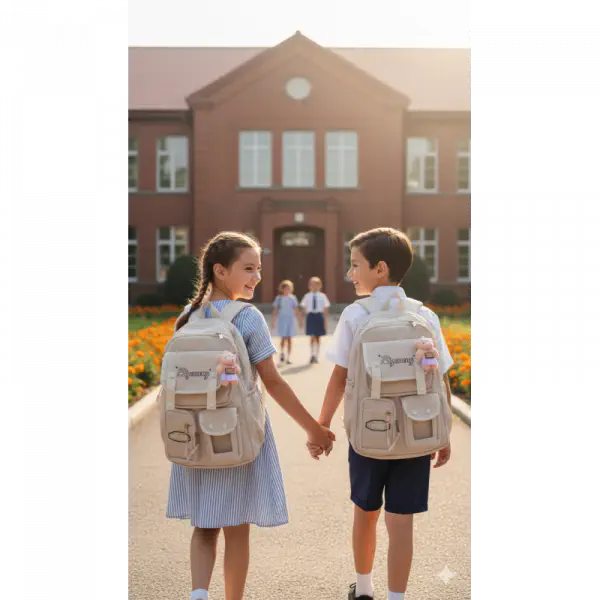 Waterproof School Bags .class 1-10 {Cream}