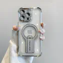 Shockproof Reinforced Edge Magnetic Phone Case with 360 Rotatable Aluminum Phone Stand Grip Phone Case