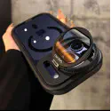 Round Lens Holder TPU PC Phone Cover Photo Frame Bracket Transparent Magnetic Phone Case