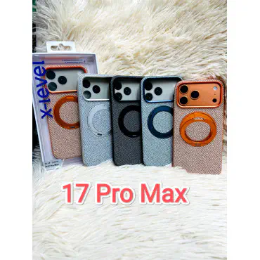 X-Level textured phone cases for the iPhone 17 Pro Max feature a herringbone pattern and a built-in magnetic stand