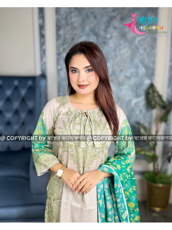 Exclusive Slab Cotton Three Piece