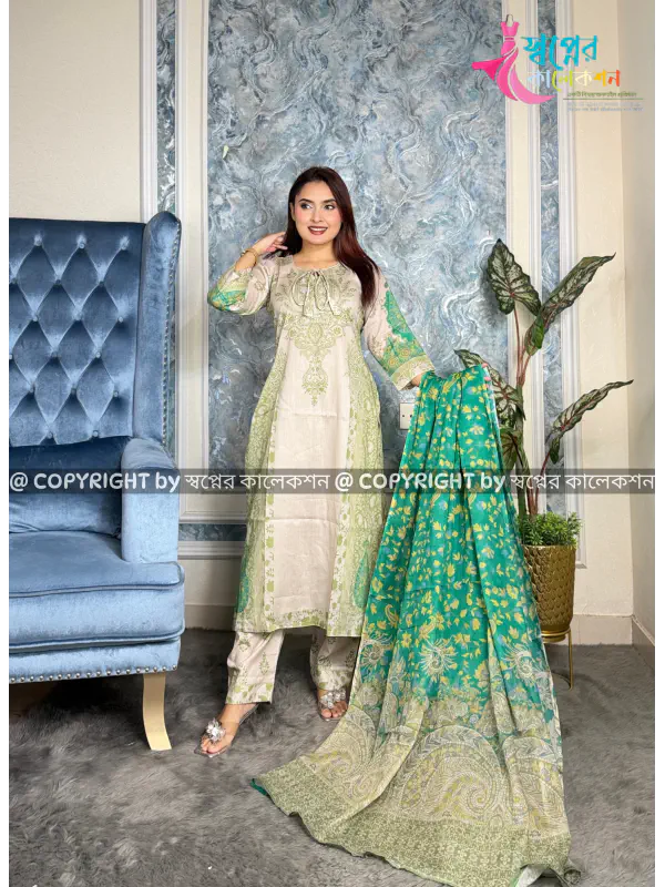 Exclusive Slab Cotton Three Piece