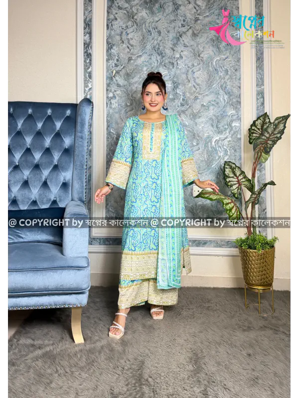 Exclusive Slab Cotton Three Piece