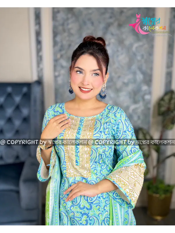 Exclusive Slab Cotton Three Piece