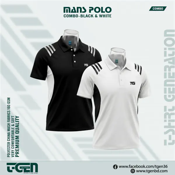Mash Polo 2 Pcs Combo - Black_White