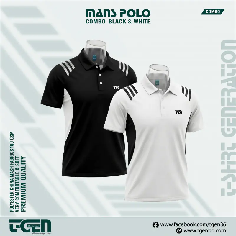 Mash Polo 2 Pcs Combo - Black_White