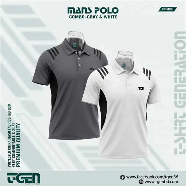 Mash Polo 2 Pcs Combo - Gray_White