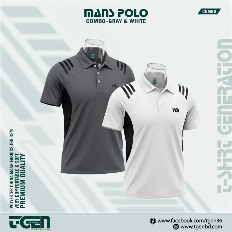Mash Polo 2 Pcs Combo - Gray_White