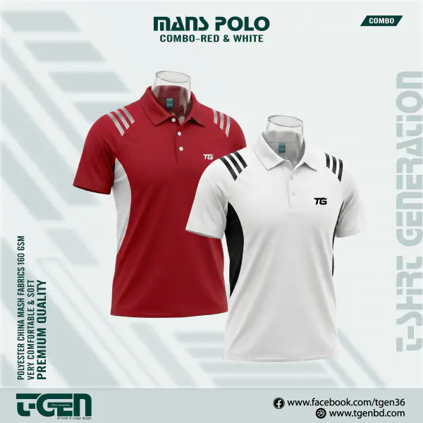 Mash Polo 2 Pcs Combo - Red_White