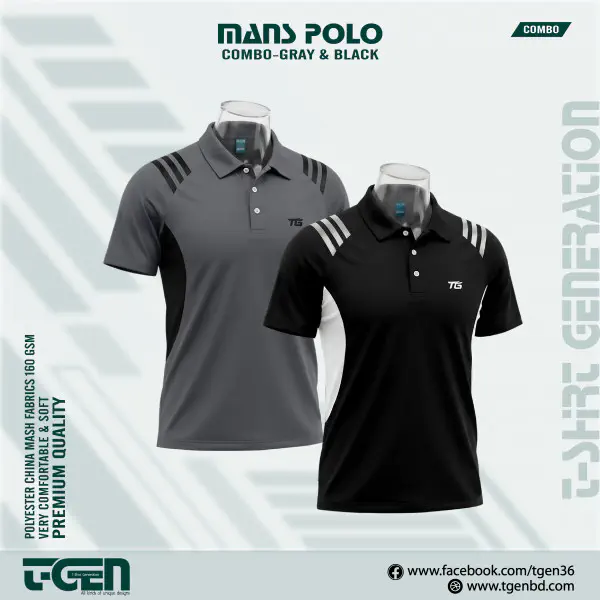 Mash Polo 2 Pcs Combo - Gray_Black