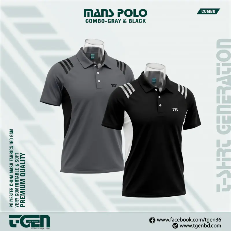 Mash Polo 2 Pcs Combo - Gray_Black